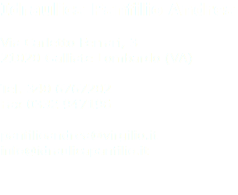 Idraulica Panfilio Andrea Via Carletto Ferrari, 3
21020 Galliate Lombardo (VA) Tel. 340 6767202
Fax 0332 947196 panfilioandrea@virgilio.it info@idraulicapanfilio.it 